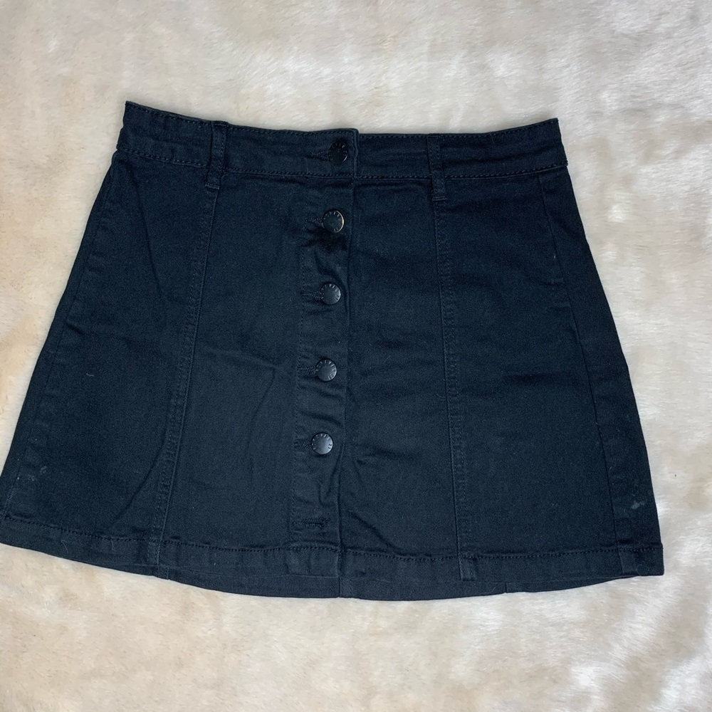 Denim Button Up Mini Skirt.